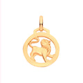 Yellow Gold Round Zodiac Pendant Leo