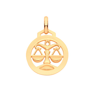 Yellow Gold Round Zodiac Pendant Libra
