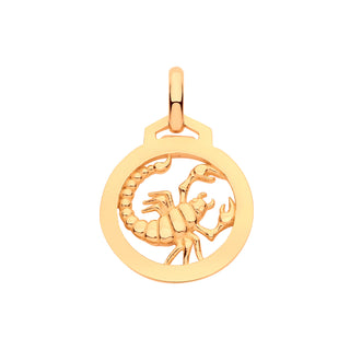 Yellow Gold Round Zodiac Pendant Scorpio