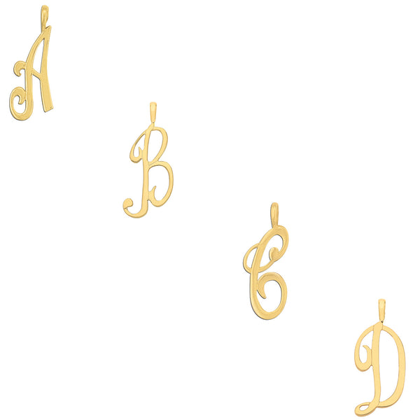 Yellow Gold Script Initial Pendant