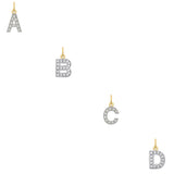 Yellow Gold Small CZ Initial Pendants