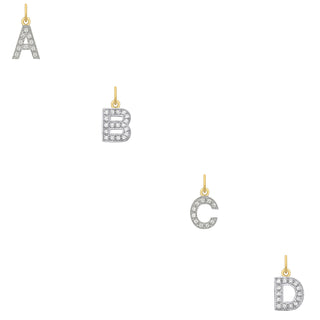 Yellow Gold Small CZ Initial Pendants