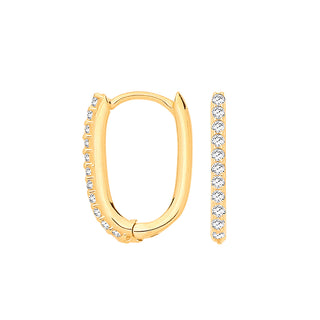 Yellow Gold Small J Huggies With CZ