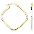 Yellow Gold Square Hoop Earrings 1.3g