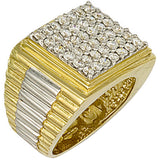 Yellow Gold Square Top Gents CZ Ring 13.5g