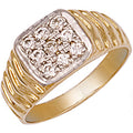 Yellow Gold Square Top Gents CZ Ring 5.5g