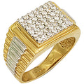 Yellow Gold Square Top Gents CZ Ring 9.3g