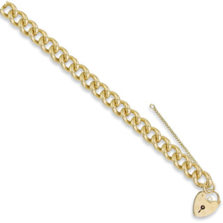 Yellow Gold Tight Link Curb & Padlock Charm Bracelet 60g
