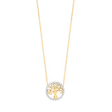Yellow Gold Tree Of Life CZ, 18" Necklace