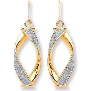 Yellow Gold Twist Glitter Drop Earring