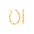 Yellow Gold Twisted Oval Hoop Earrings 1.2g