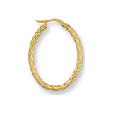 Yellow Gold Twisted Oval Hoop Earrings 1.6g