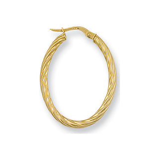 Yellow Gold Twisted Oval Hoop Earrings 1.6g