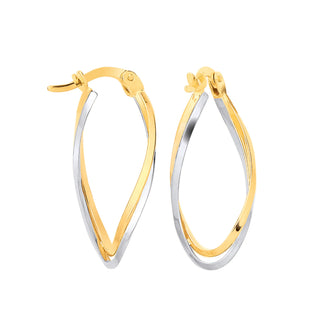 Yellow Gold Two Colour Twist Oval Hoops