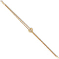 Yellow Gold Two Stranded Heart Centre Ladies Bracelet