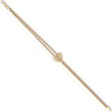 Yellow Gold Two Stranded Heart Centre Ladies Bracelet