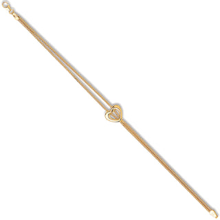 Yellow Gold Two Stranded Heart Centre Ladies Bracelet