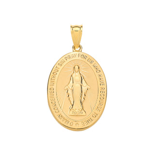 Yellow Gold Virgin Mary Hollow Medallion