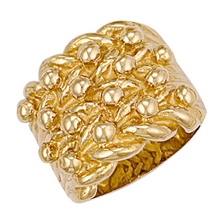 Yellow Gold Woven Back 4 Row Keeper Ring 38g