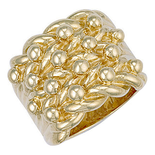 Yellow Gold Woven Back 4 Row Keeper Ring 46g