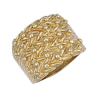 Yellow Gold Woven Back 5 Row Keeper Ring 13.5g