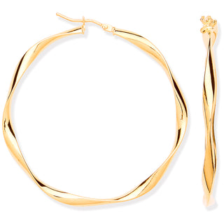 Yg 45mm Hollow Twist Hoop Earrings