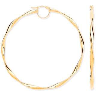 Yg 65mm Hollow Twist Hoop Earrings