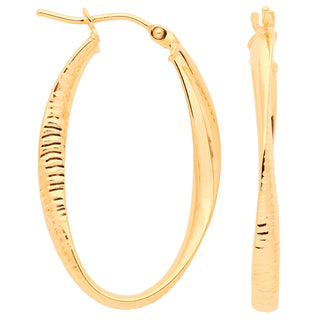 Yg Oval Twist Ribbed & Plain