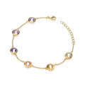 Yg Plated Silver Chess Cut Multi Colour 6mm CZ Ladies Bracelet