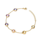 Yg Plated Silver Chess Cut Multi Colour 6mm CZ Ladies Bracelet