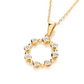 Yg Plated Silver Rubover CZ Circle Pendant With Chain