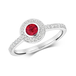 9ct White Gold Ruby and Diamond RIng