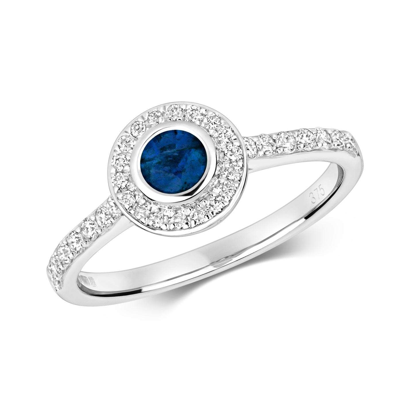 9ct White Gold Blue Sapphire and Diamond Ring
