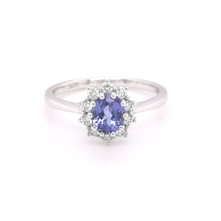 9ct White Gold Diamond And Tanzanite Ring