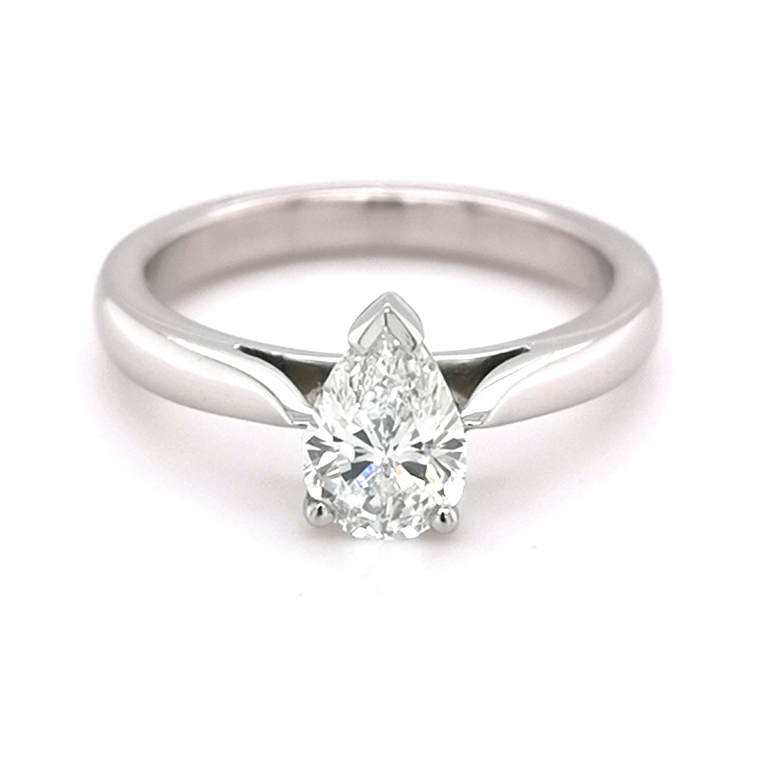 Platinum 0.77ct Pear Cut Diamond Ring