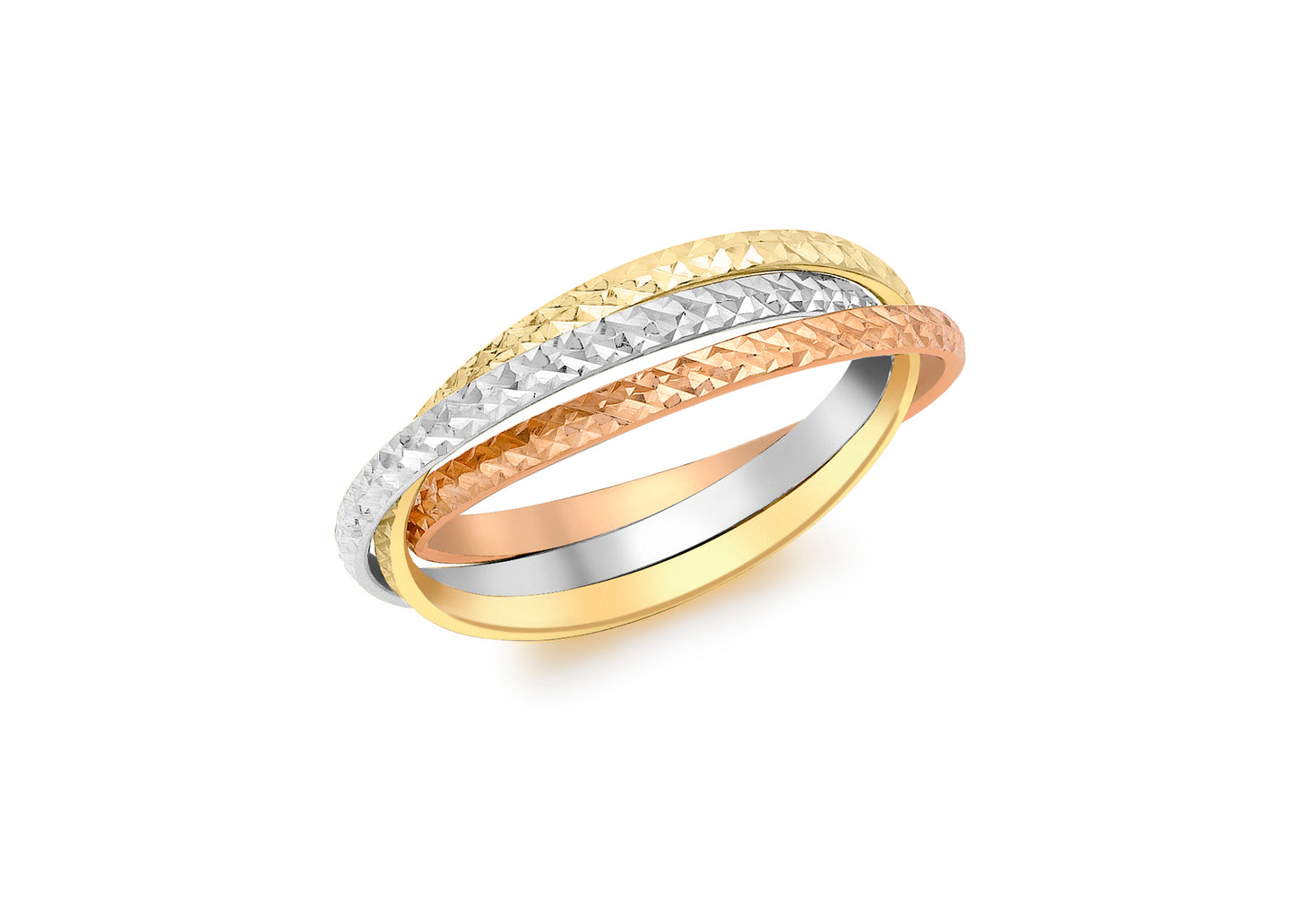 9ct 3-Coloured Gold Thin Russian Ring