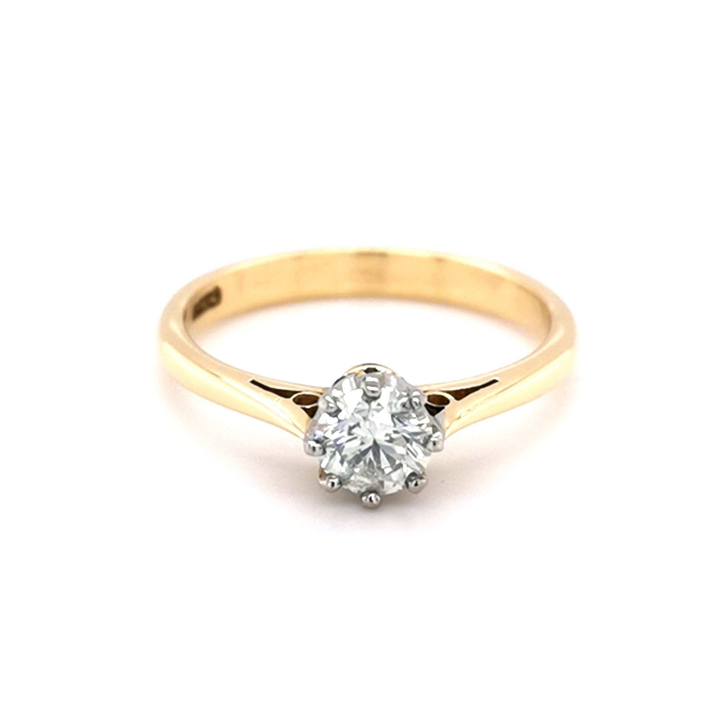18ct Yellow Gold 8 Claw Solitaire Diamond Ring