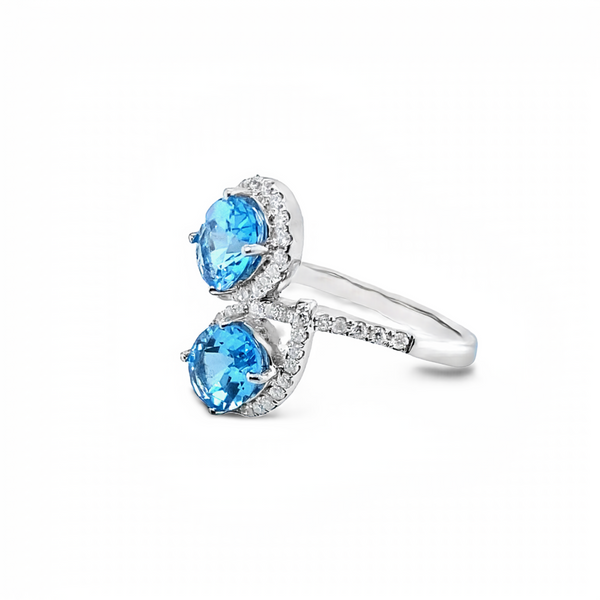 9K White Gold Blue Topaz & Diamond Ring