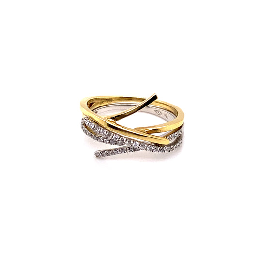 18ct Yellow & White Gold Diamond Stacker Ring