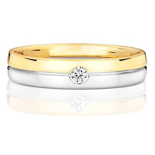 9ct 2 Colour Gold Diamond Set Wedding Band