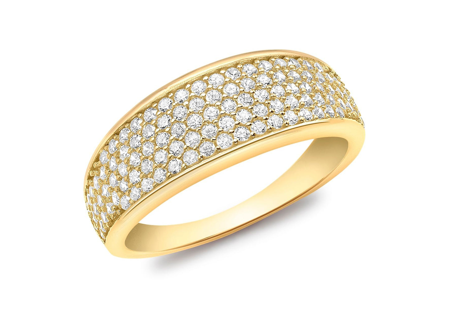 9ct Yellow Gold Pave Set Tapered CZ Ring