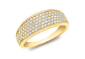 9ct Yellow Gold Pave Set Tapered CZ Ring