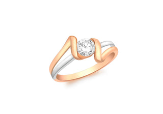 9ct Rose & White Gold Round CZ Swirl Ring