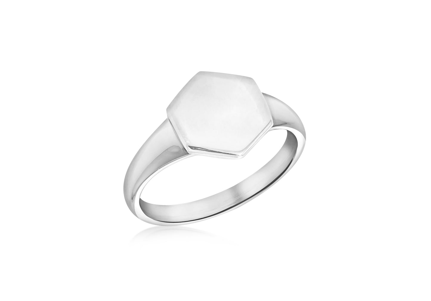 Sterling Silver Hexagon Signet Ring