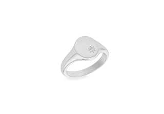 Silver Oval CZ Signet Ring
