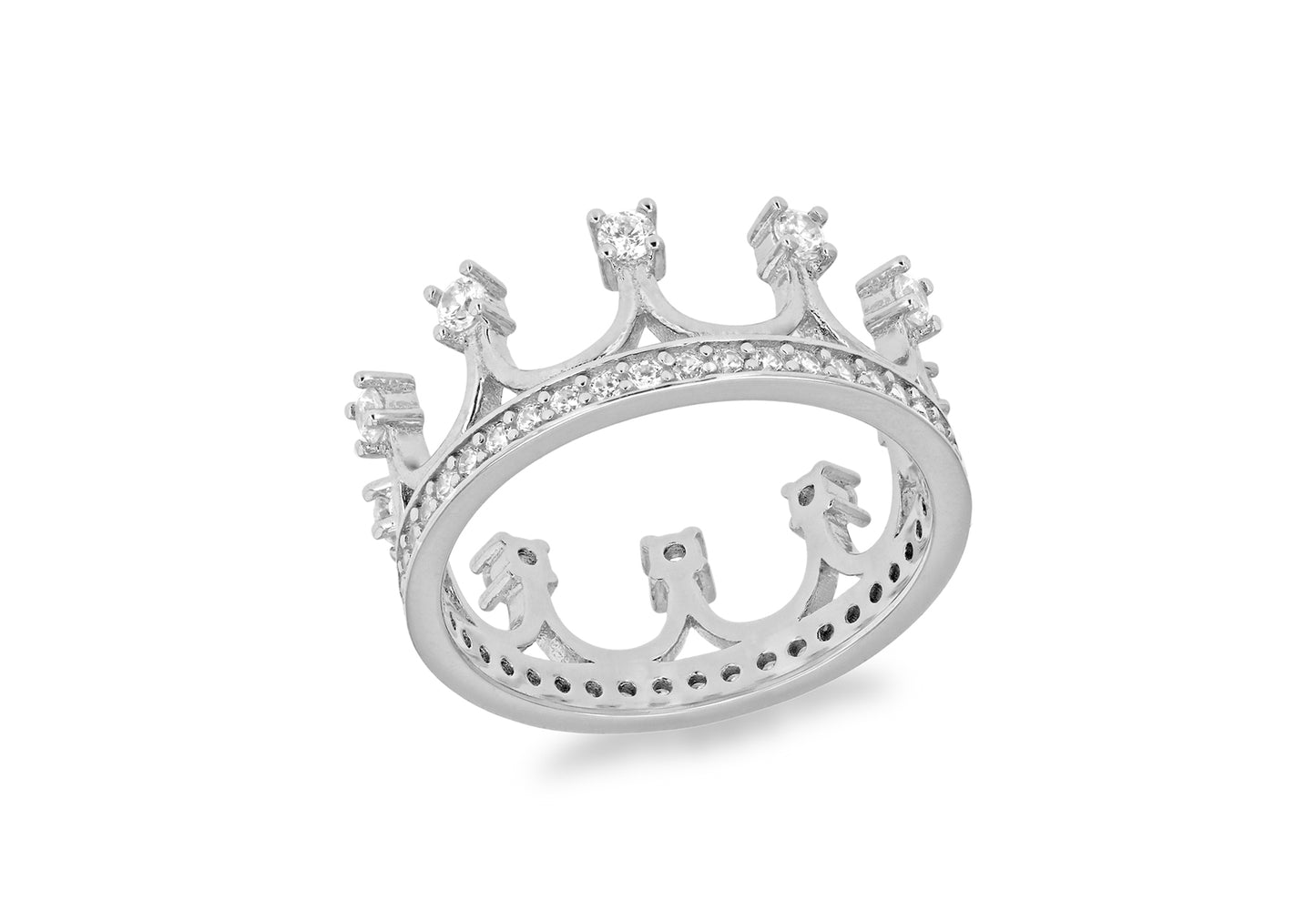 Sterling Silver Cubic Zirconia Crown Ring