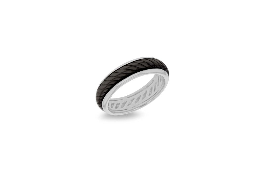 Sterling Silver Rhodium Plated Twist Ring