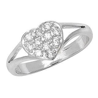 9ct White Gold CZ Set Baby Heart Ring