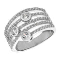Sterling Silver CZ Rhodium Plated Ring
