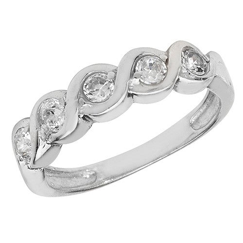 Sterling Silver CZ Wave Ring